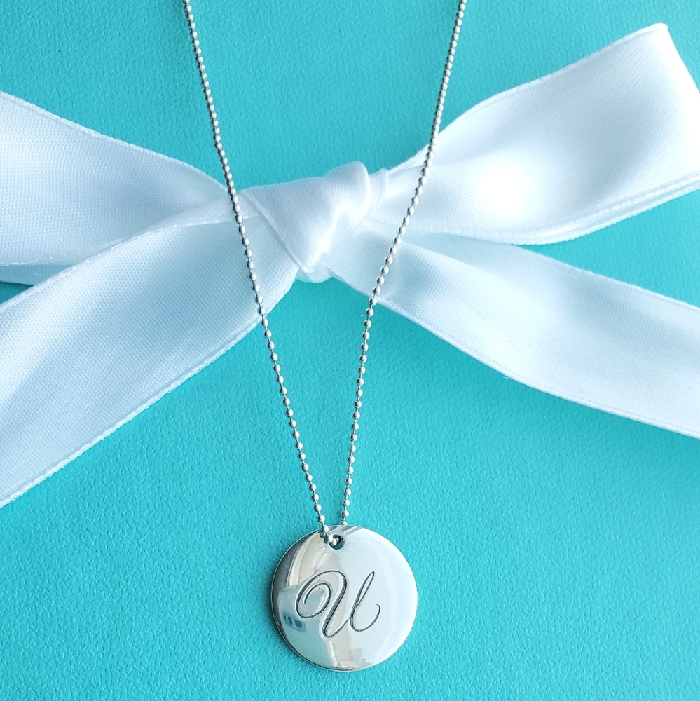 Notes alphabet letter U large pendant necklace